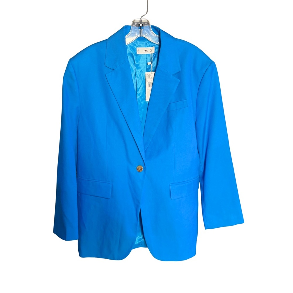 Mango MNG NWT Vibrant Blue Blazer Size Large Corpcore Cotton Versatile Going Out